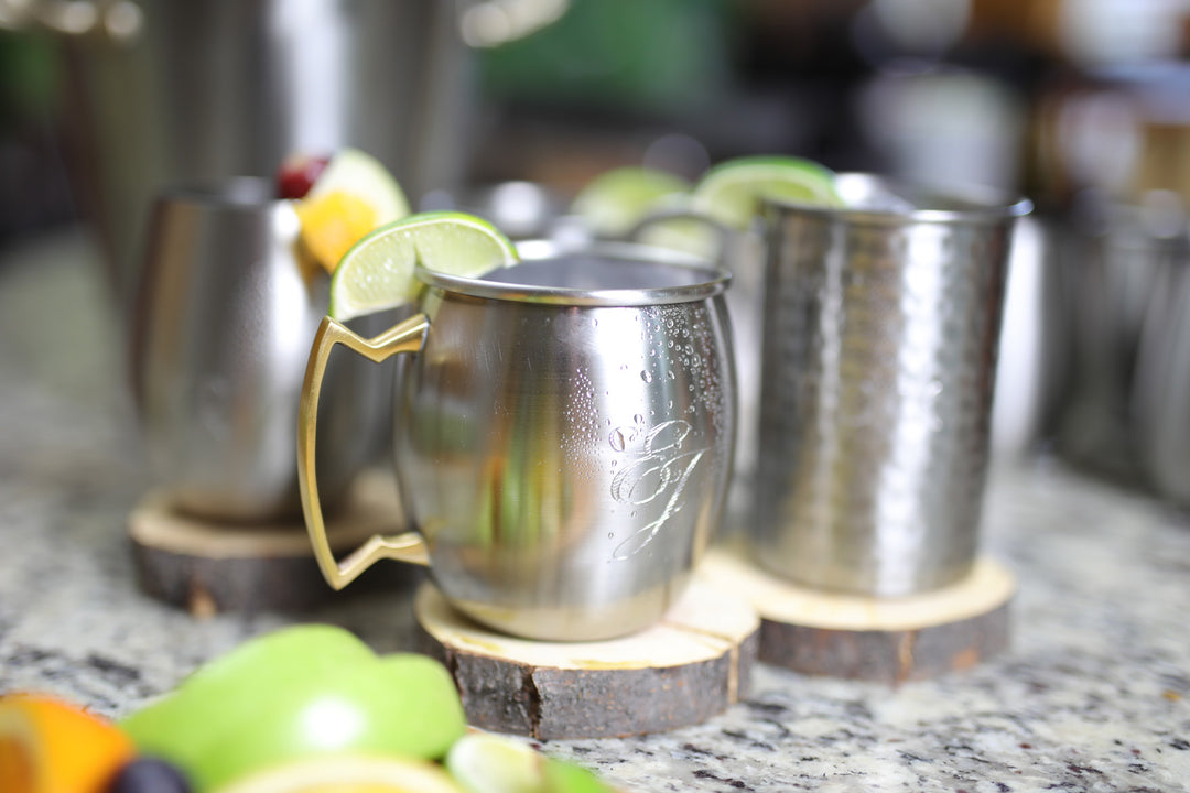 Set of Four Polished Stainless Steel Classic Moscow Mule Mugs
