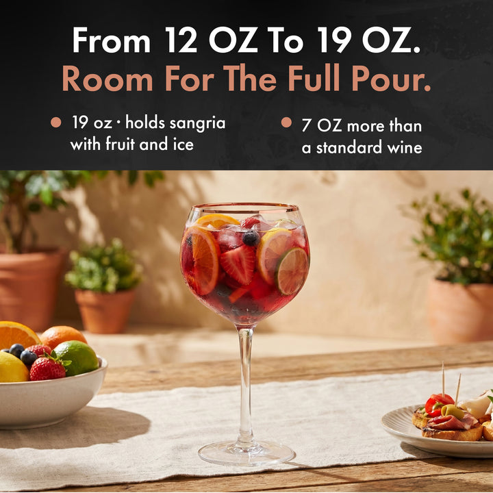 Copper Rimmed Wine & Sangria Glass - Set of Four