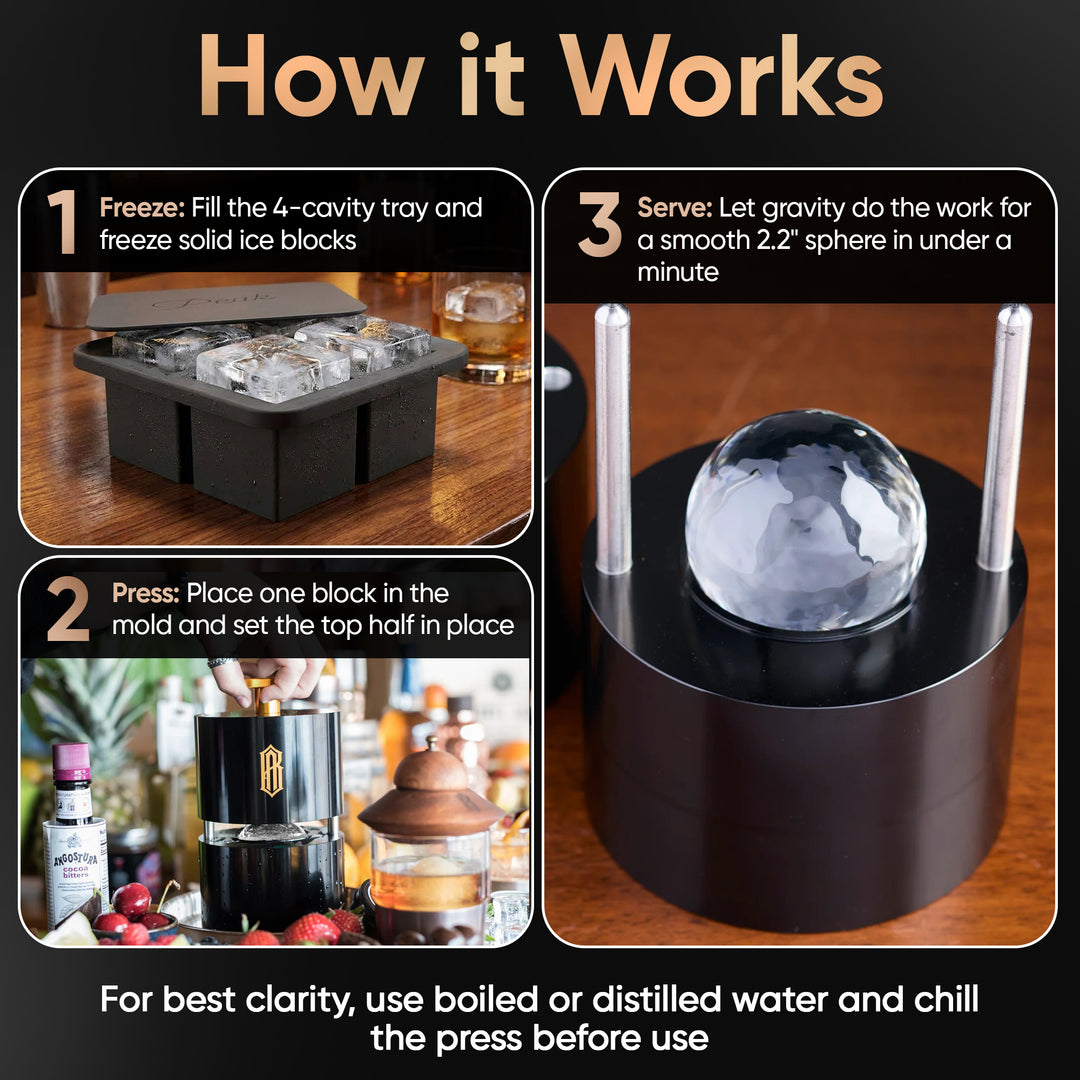 Barrel Aged Trading Co. Ice Baller Press in Wood Box