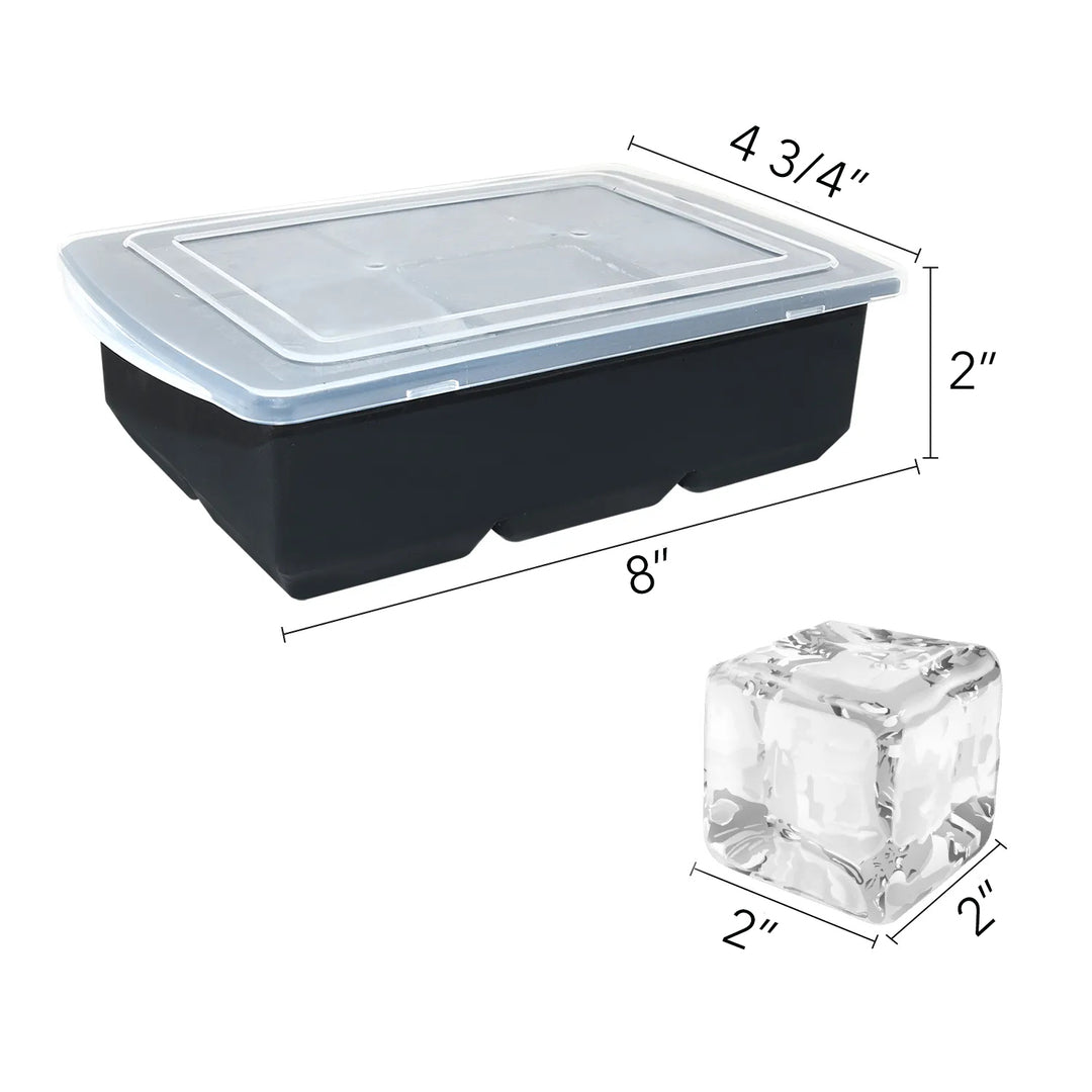 6 Cavity Large Clear Ice Cube Silicone Tray