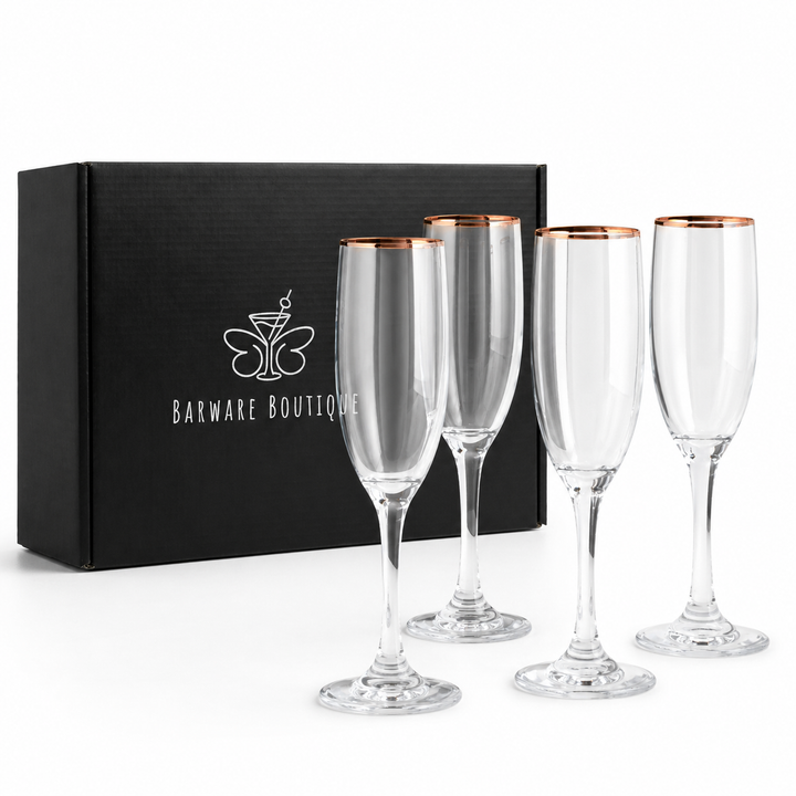 Copper Rimmed Champagne Flute - Set of Four
