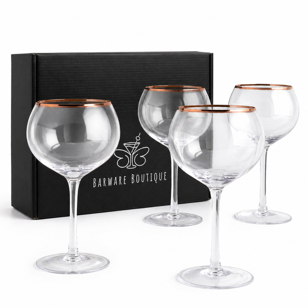 Copper Rimmed Wine & Sangria Glass - Set of Four