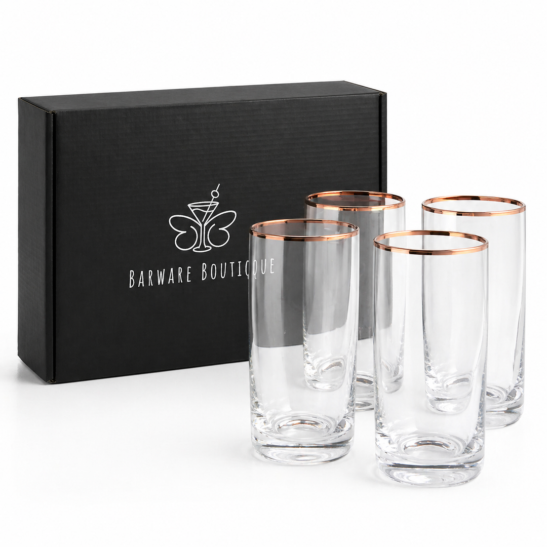 Copper Rimmed Highball Glass - Set of Four