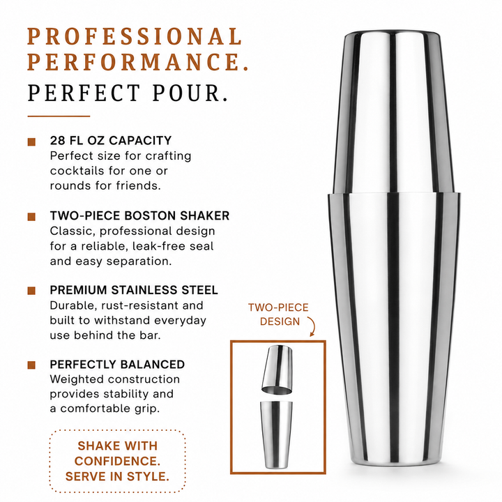 28 fl oz Stainless Steel Boston Shaker