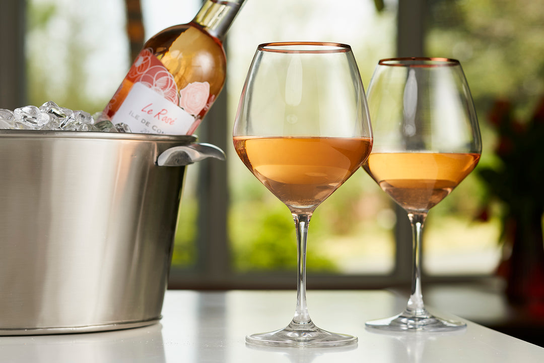 Copper Rimmed Wine Glass - Set of Four