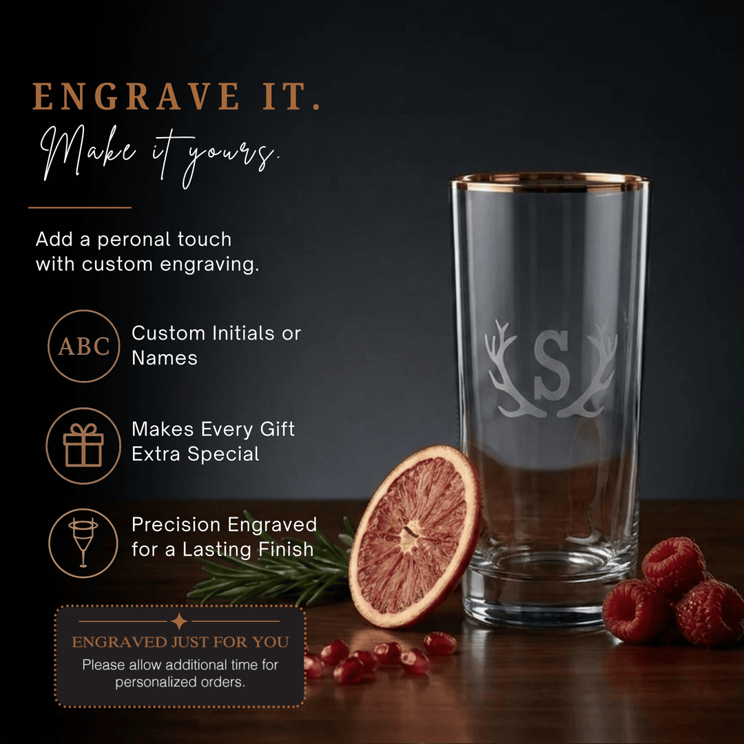 Copper Rimmed Highball Glass - Set of Four