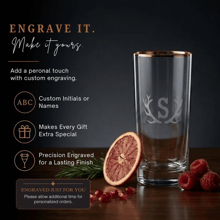 Copper Rimmed Highball Glass - Set of Four