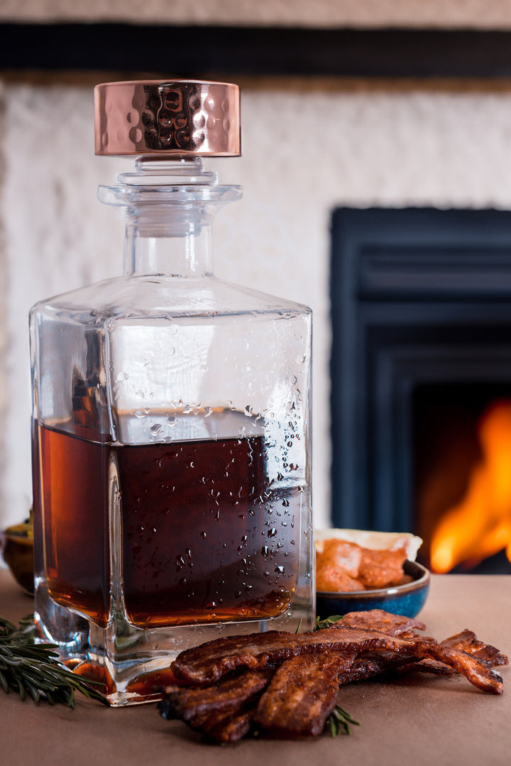 Whiskey Decanter Set with 4 Glasses in Wood Box