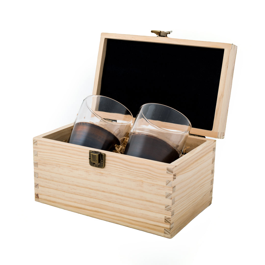 The Classic Whiskey Glass Set of Two in Wood Box