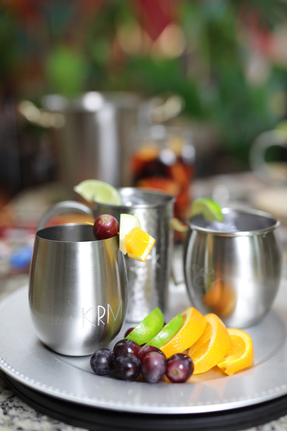 Set of Four Polished Stainless Steel Wine Cups