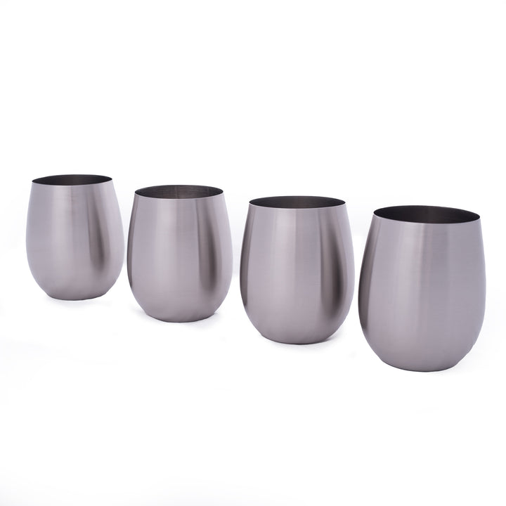 Set of Four Polished Stainless Steel Wine Cups