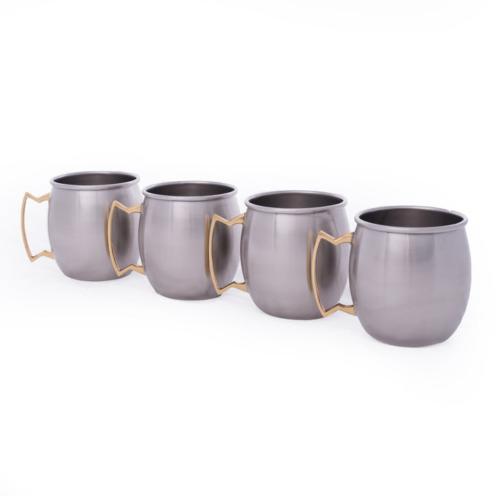 Set of Four Polished Stainless Steel Classic Moscow Mule Mugs