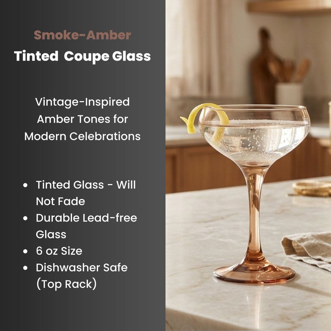 Smoke Amber Tinted Coop Glass - Set of Four