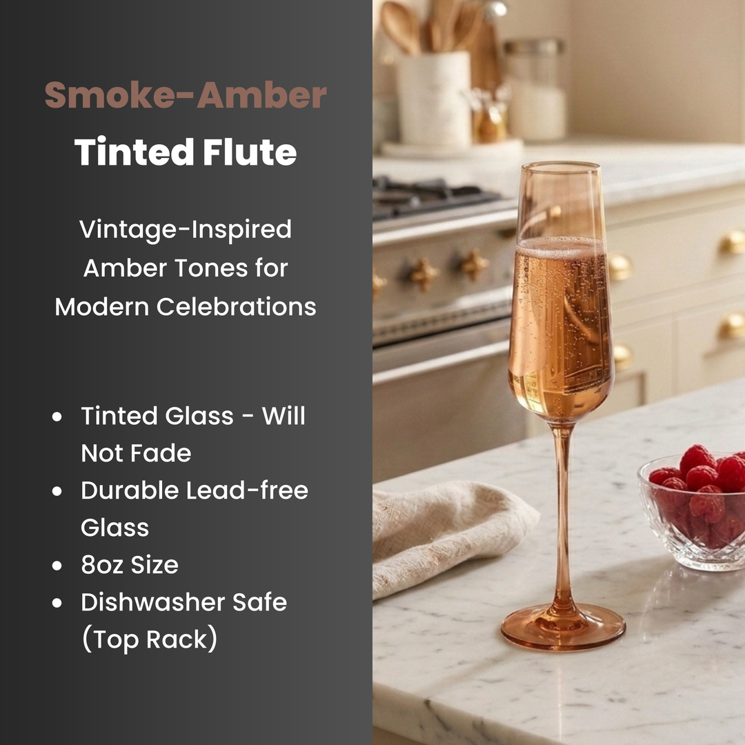 Smoke Amber Tinted Champagne Flute - Set of Four