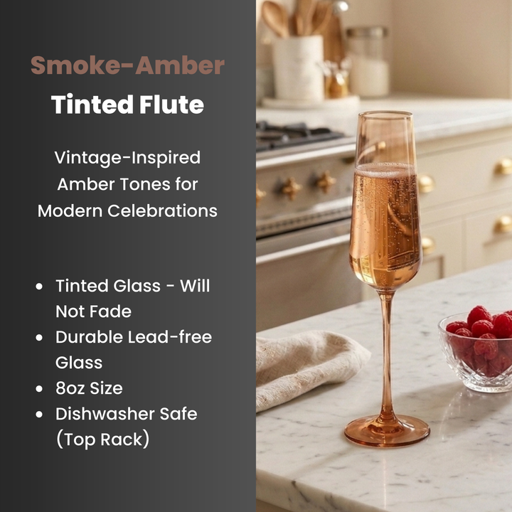 Smoke Amber Tinted Champagne Flute - Set of Four
