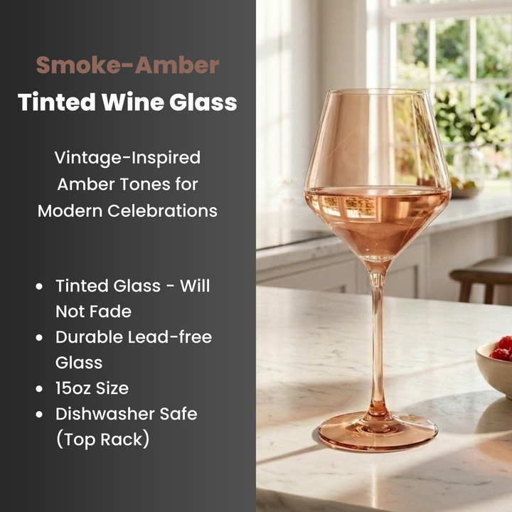 Smoke Amber Tinted Wine Glass - Set of Four