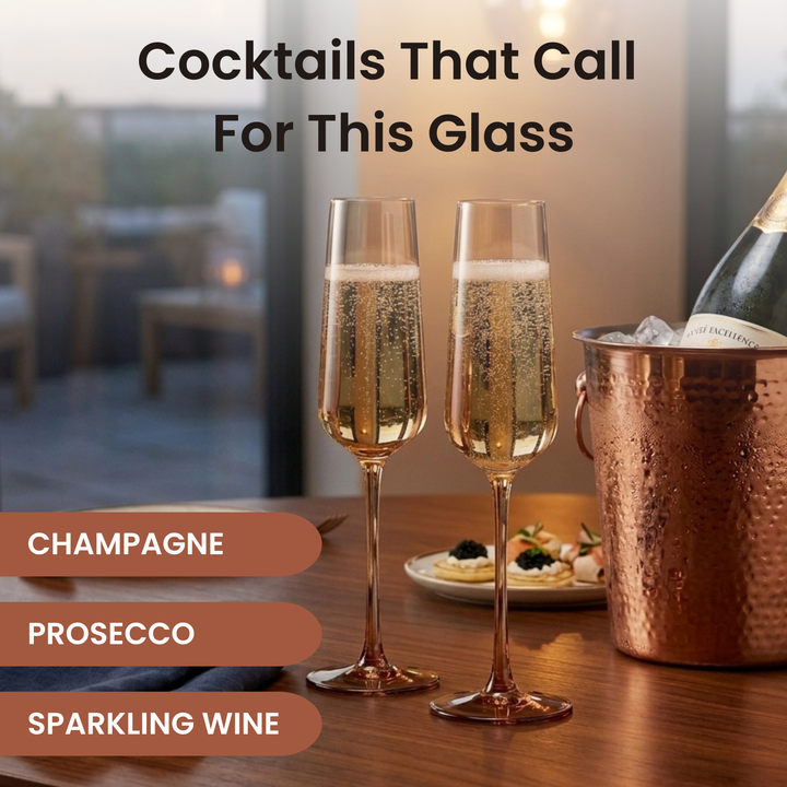 Smoke Amber Tinted Champagne Flute - Set of Four