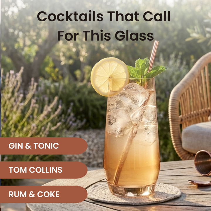 Smoke Amber Tinted Highball Glass - Set of Four