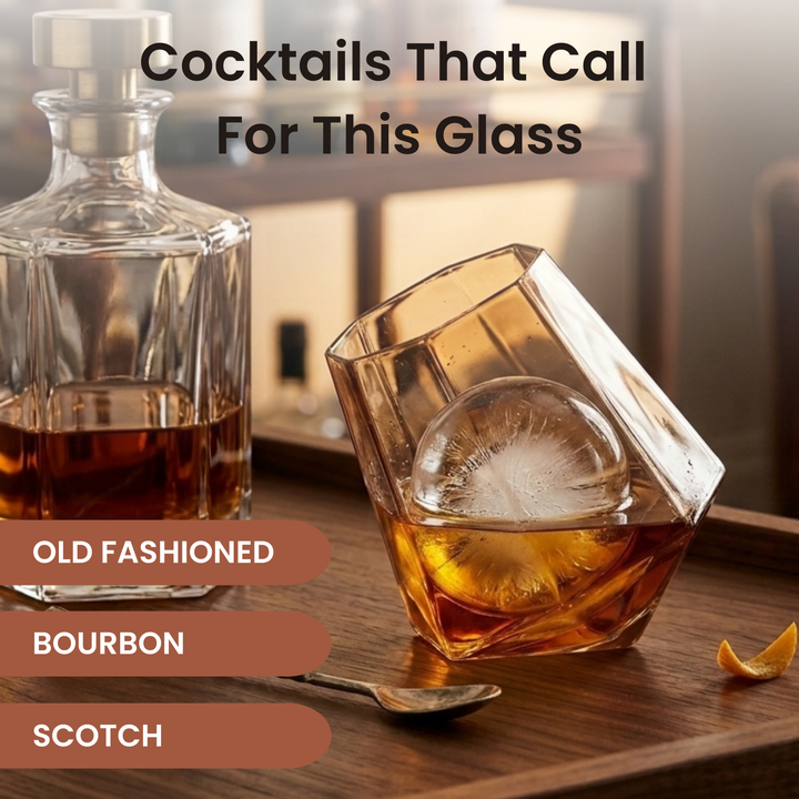 Smoke Amber Tinted Leaning Whiskey Glass - Set of Four