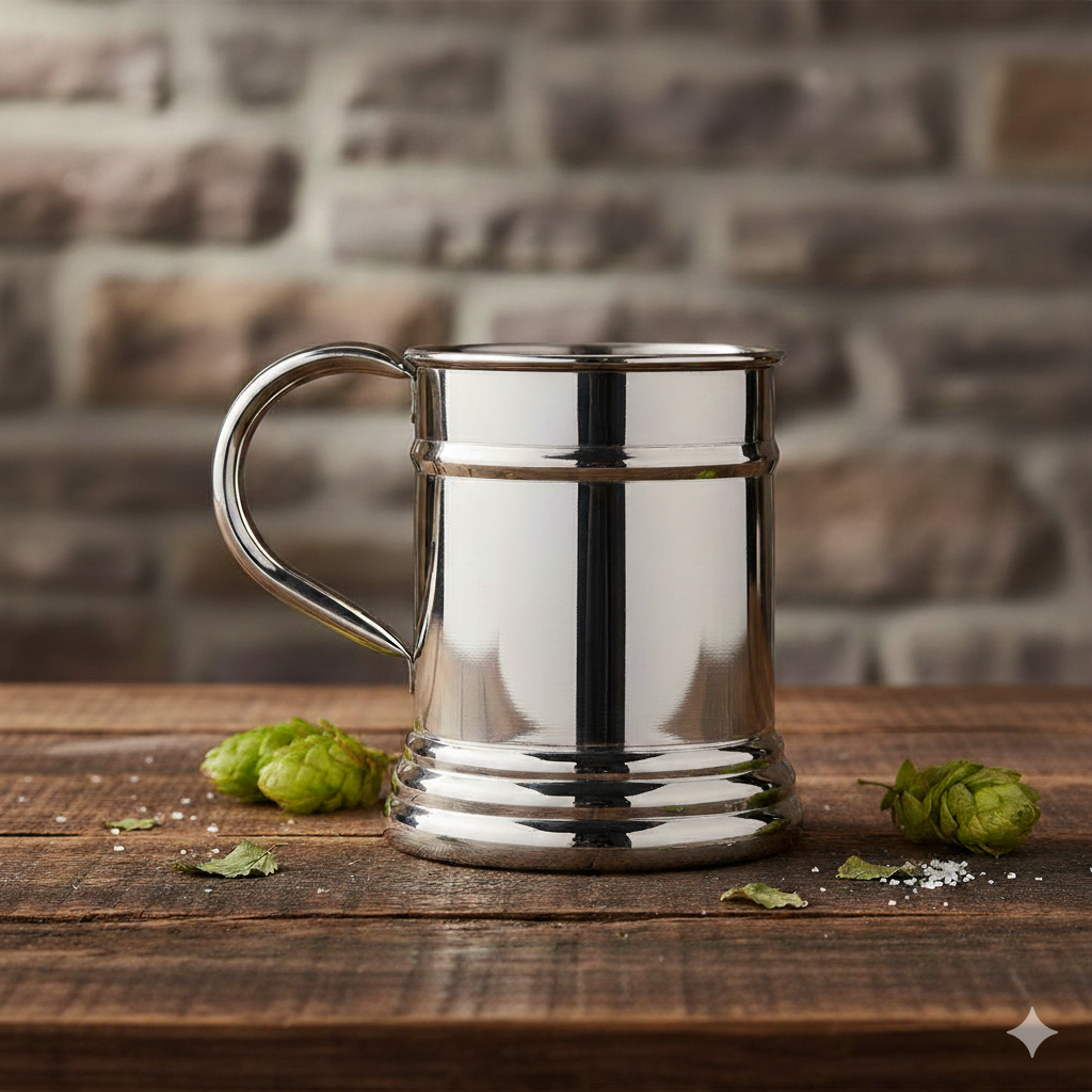 Set of Four Stainless Steel Steins
