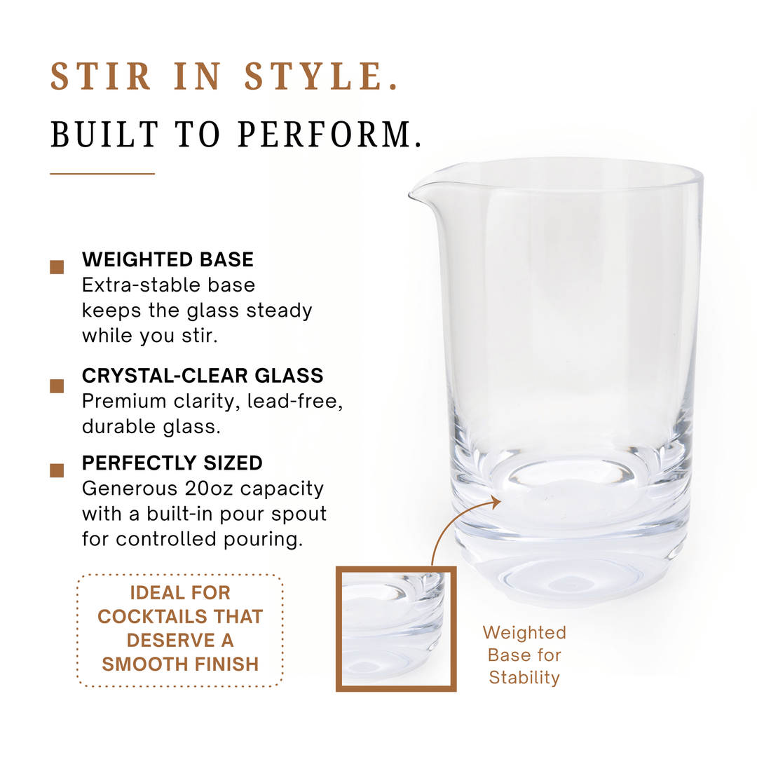 Premium Crystal Cocktail Mixing Glass (20oz) for Stirred Cocktails
