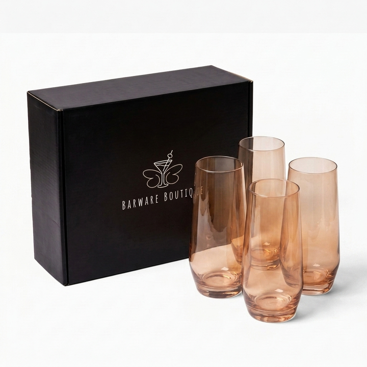 Smoke Amber Tinted Highball Glass - Set of Four