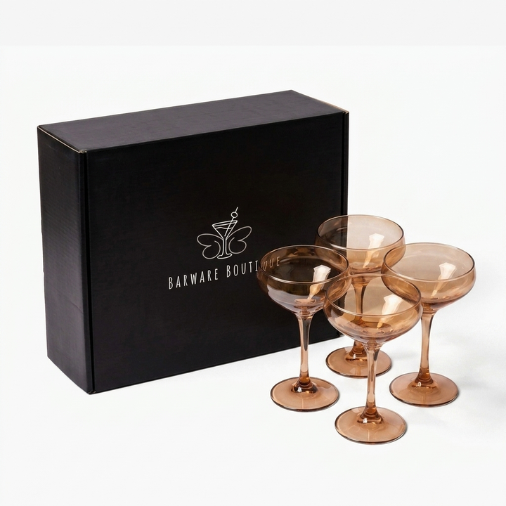 Smoke Amber Tinted Coop Glass - Set of Four