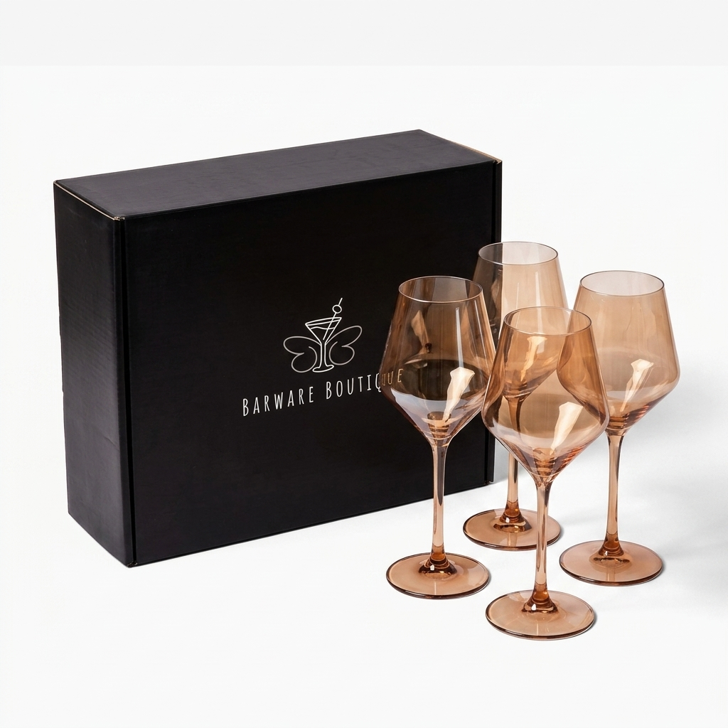 Smoke Amber Tinted Wine Glass - Set of Four