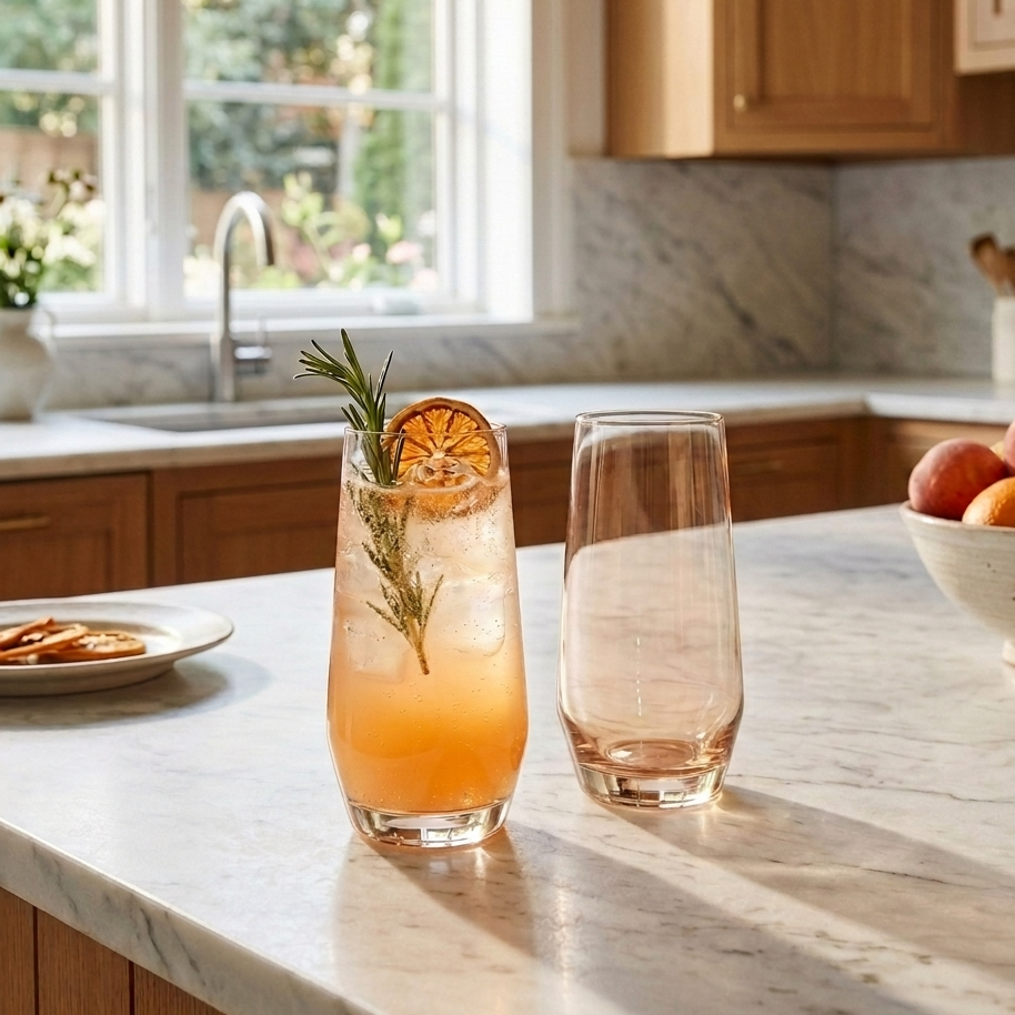 Smoke Amber Tinted Highball Glass - Set of Four