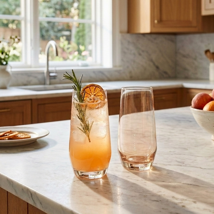 Smoke Amber Tinted Highball Glass - Set of Four