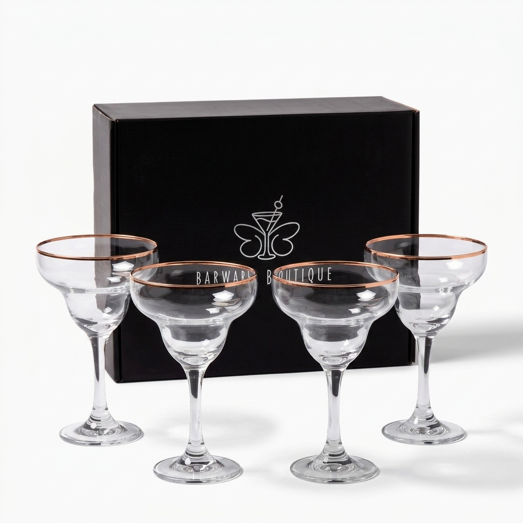 Copper Rimmed Margarita Glass - Set of Four