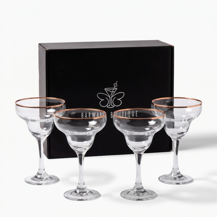 Copper Rimmed Margarita Glass - Set of Four