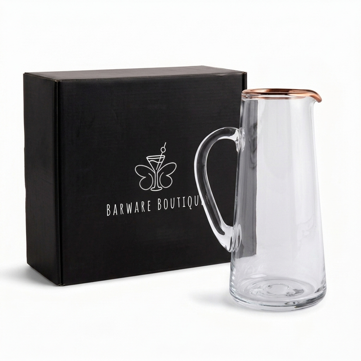 Copper Rimmed Glass Pitcher