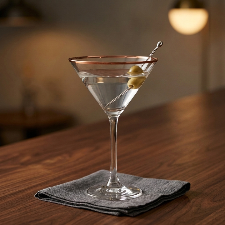 Copper Rimmed Martini Glass - Set of Four