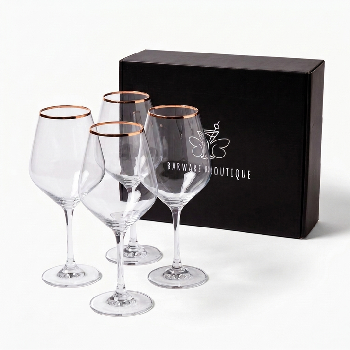 Copper Rimmed Wine Glass - Set of Four