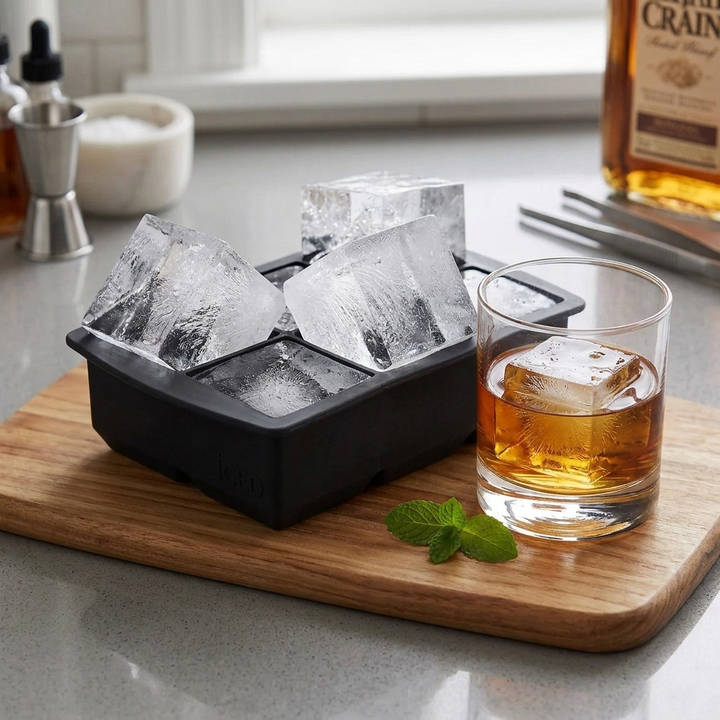 6 Cavity Large Clear Ice Cube Silicone Tray