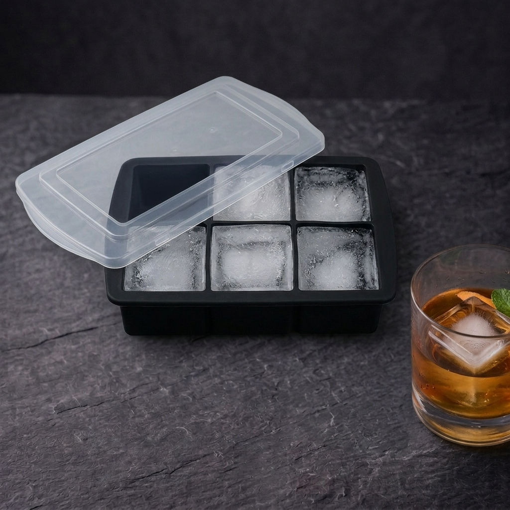 6 Cavity Large Clear Ice Cube Silicone Tray